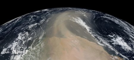 A satellite photo of a dust storm