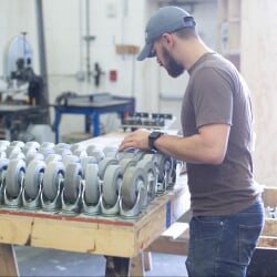 Student working in the scene shop