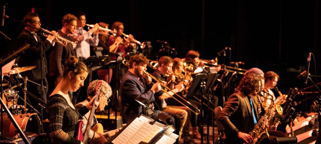 Students performing in the R&D Jazz Band