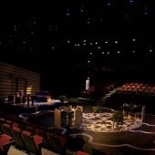 Inside the McArdle Theatre with a dressed set.