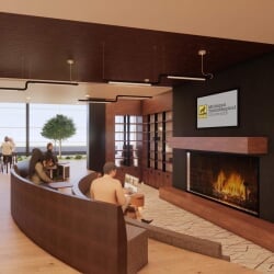 Preliminary conceptual rendering showing a common area.