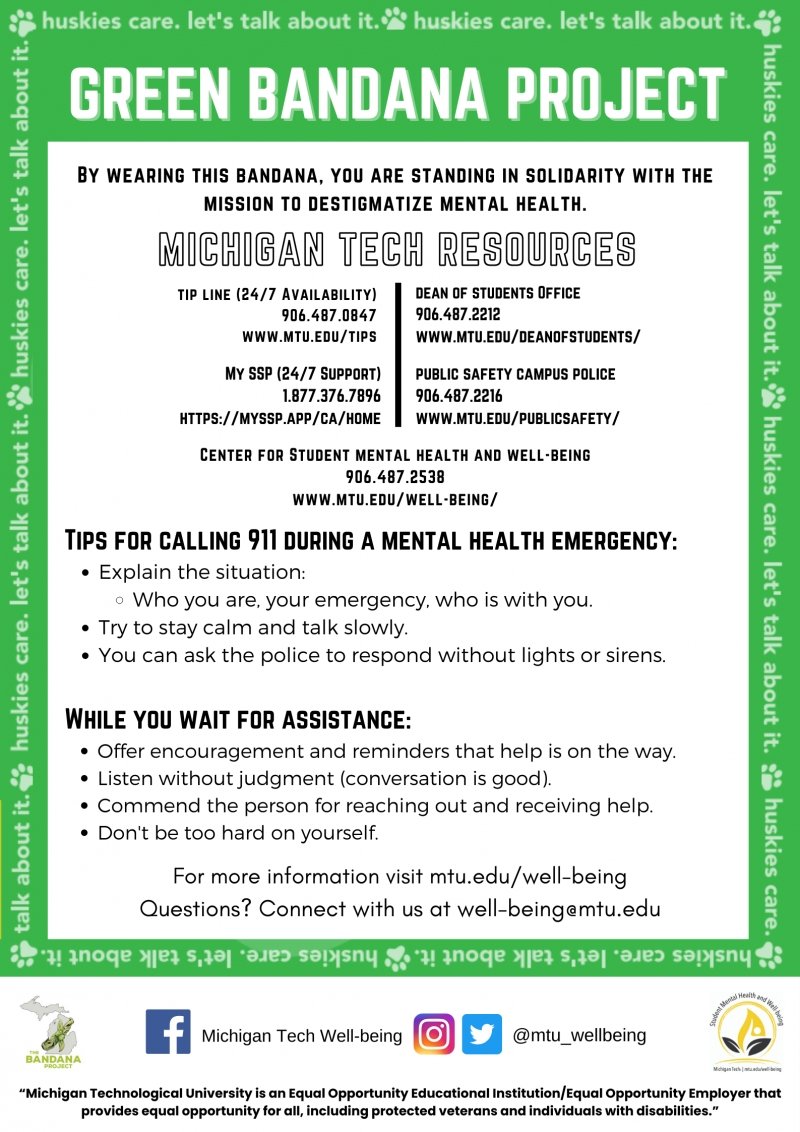 Green bandana information card.